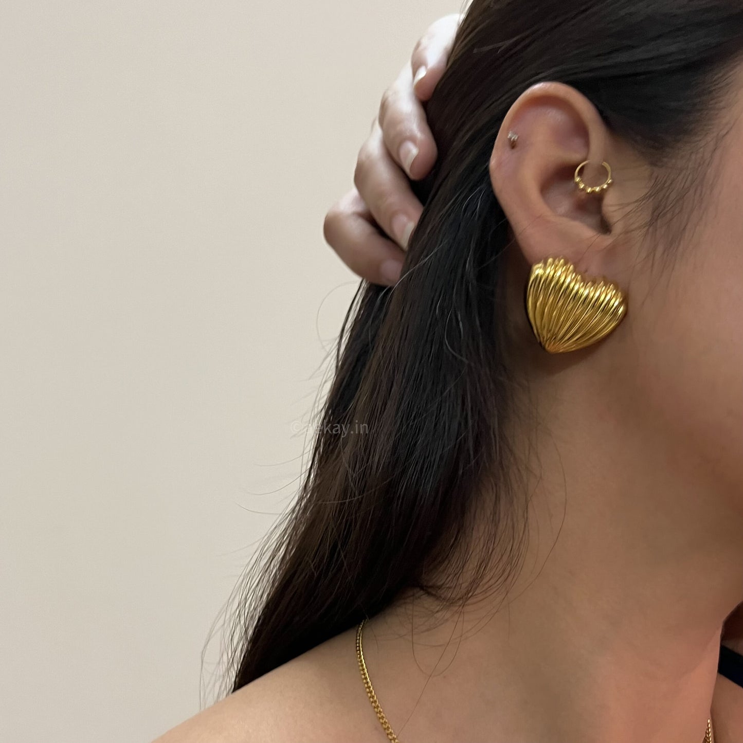 Fluted Heart Studs