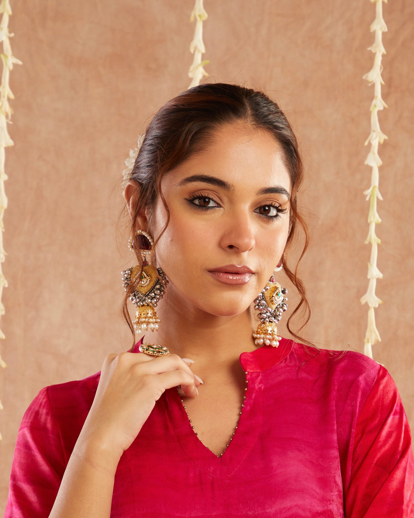 Mallika German Silver Earrings