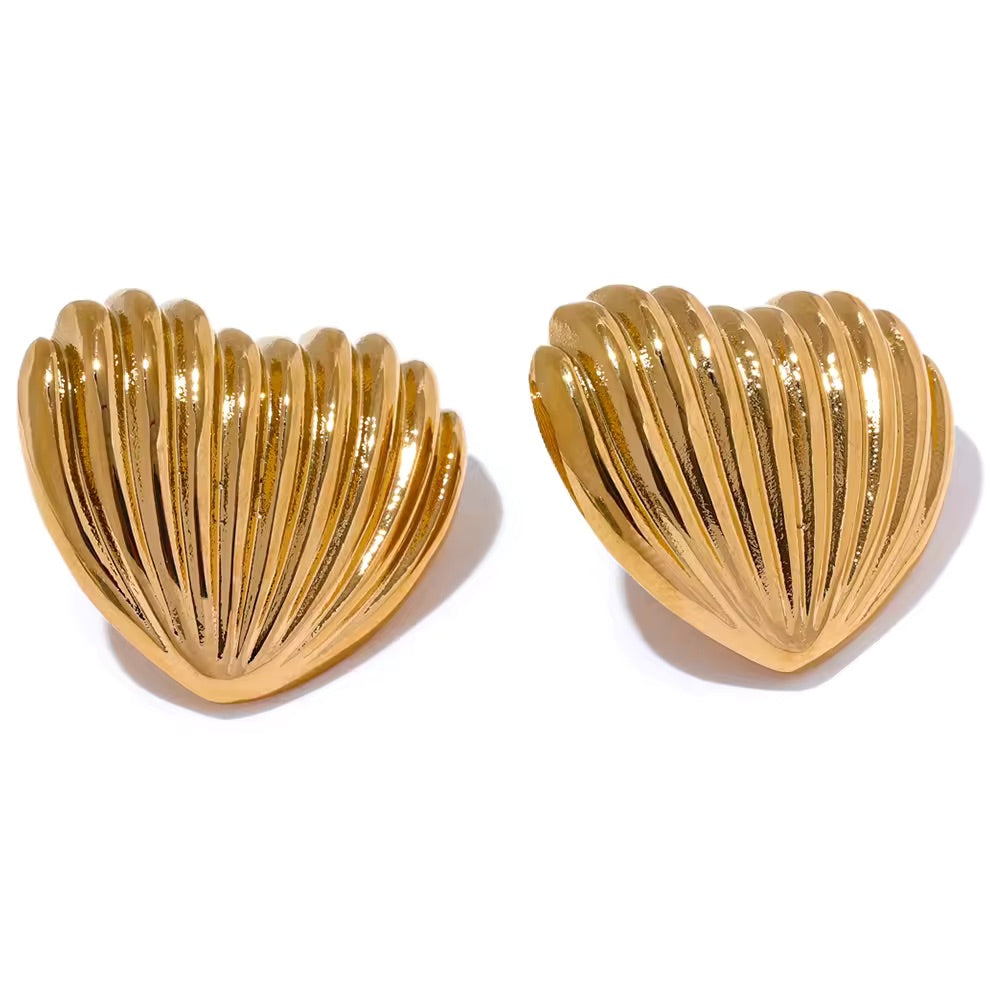 Fluted Heart Studs