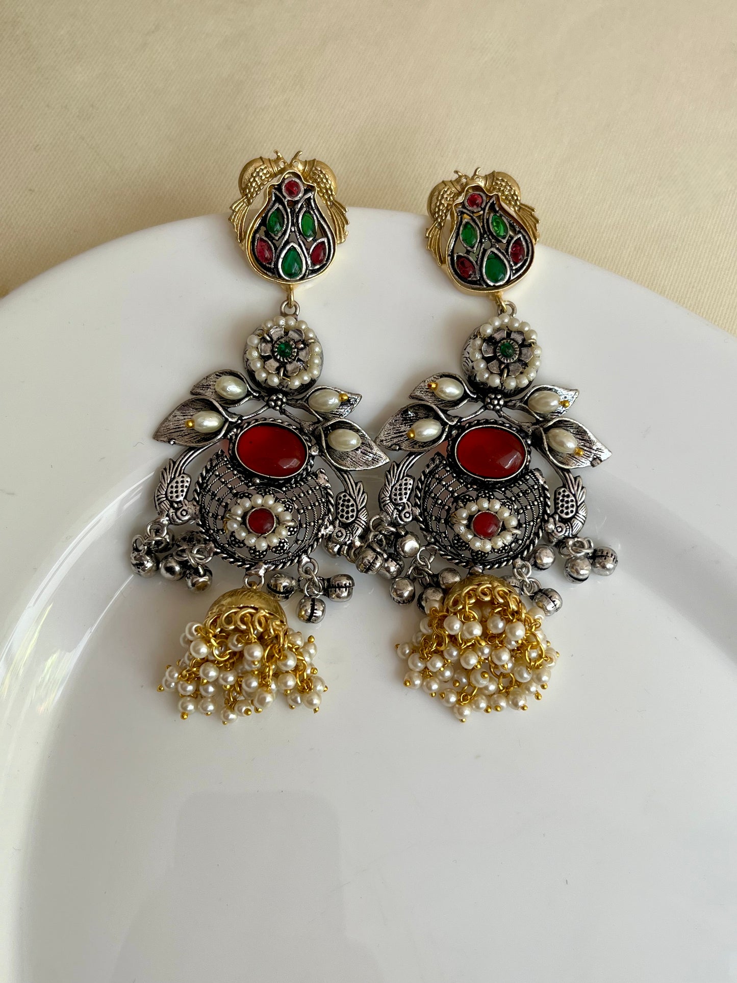 Alamzeb German Silver Earrings