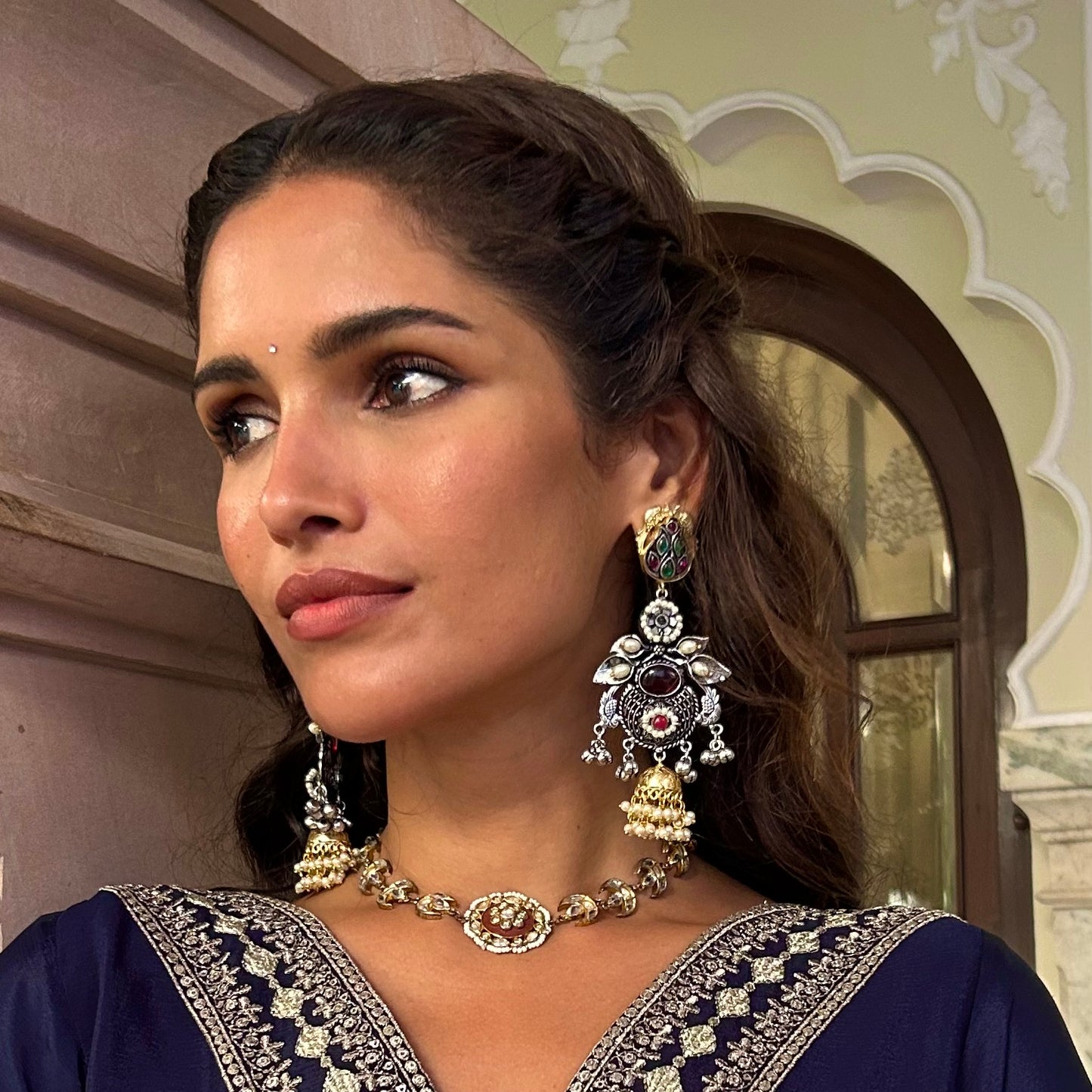 Alamzeb German Silver Earrings