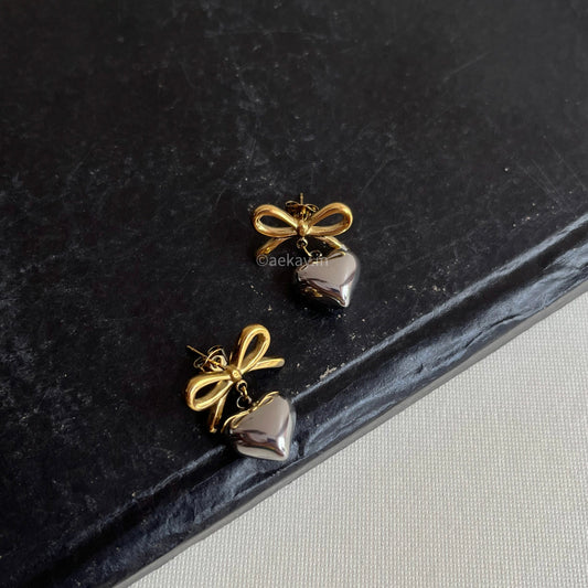 Bow Heart Earrings
