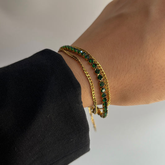 Emerald Green Layered Bracelet