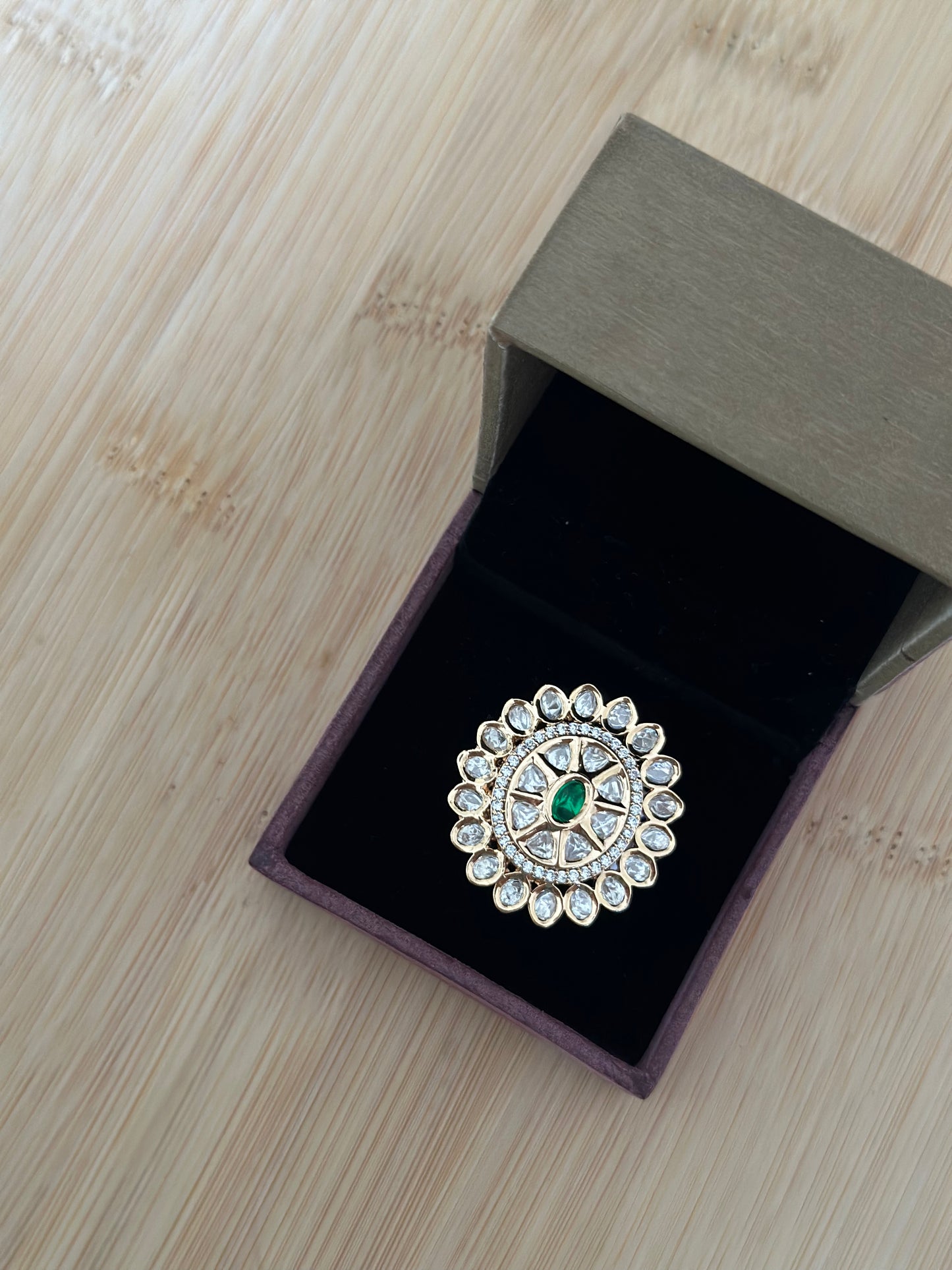 Tisya-Moissanite Polki Ring