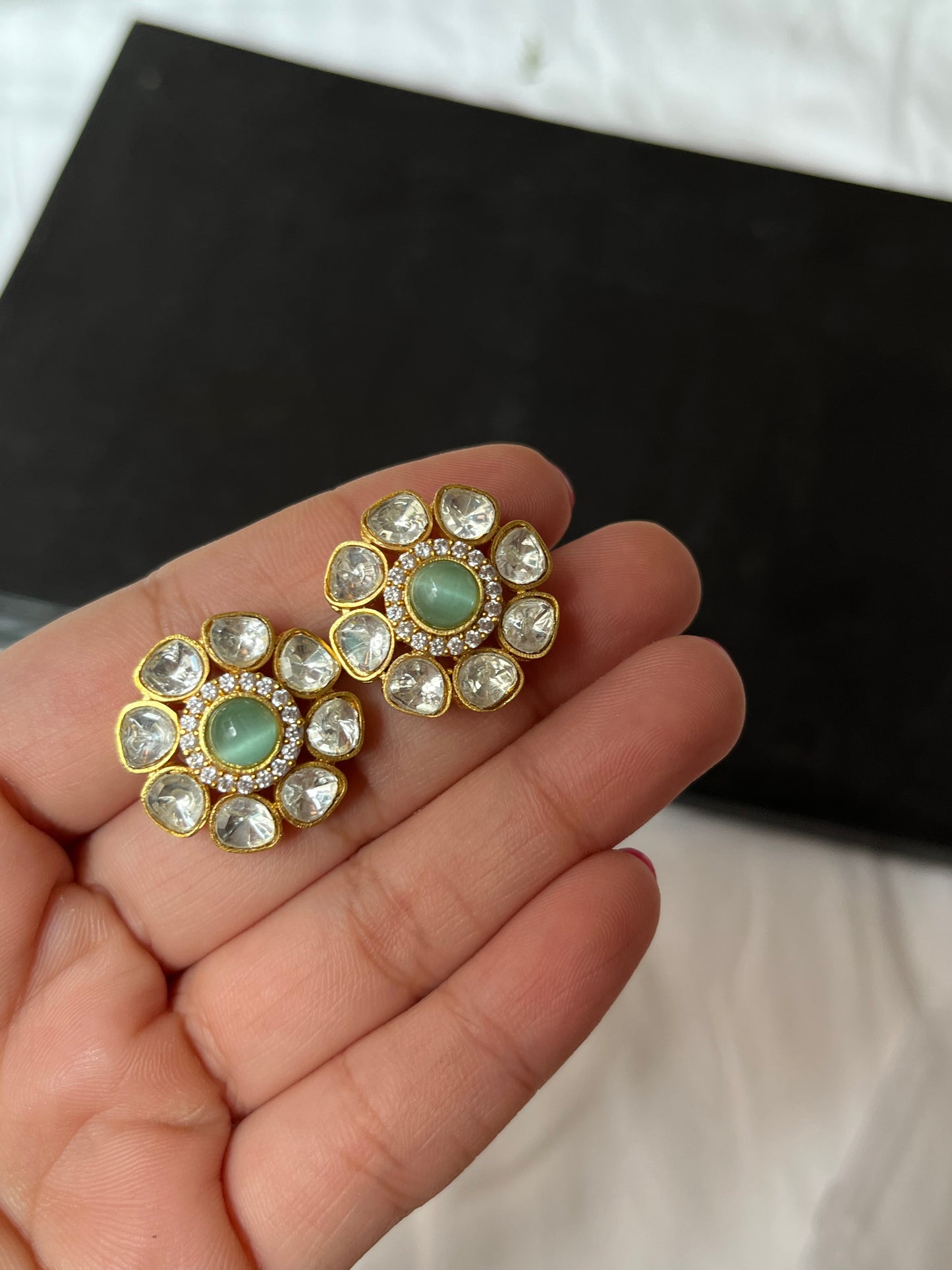 Blossom- Moissanite Polki Studs