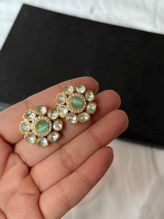 Blossom- Moissanite Polki Studs
