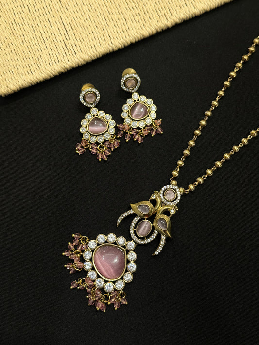 Prisha Pink Pendant Set