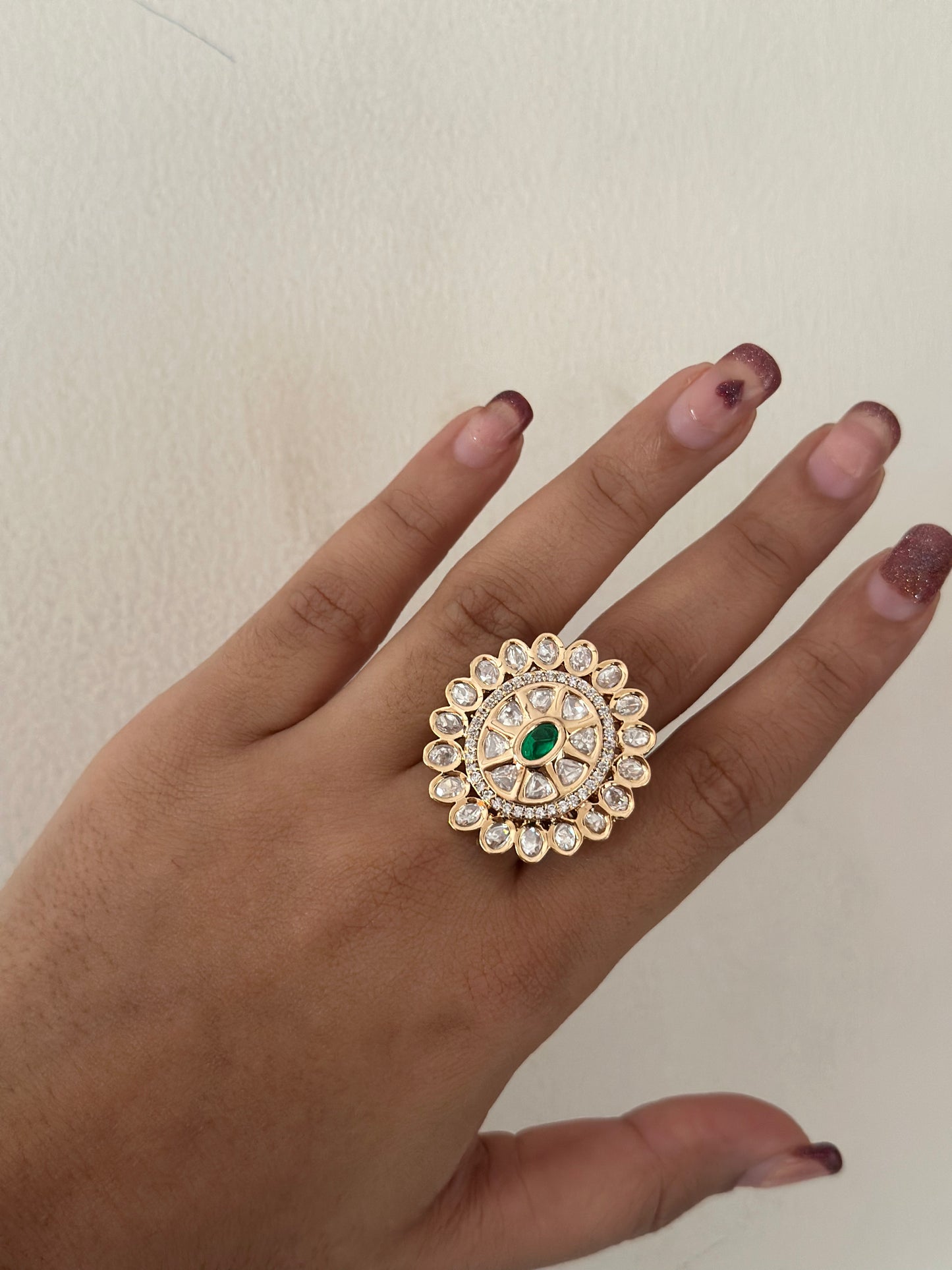 Tisya-Moissanite Polki Ring