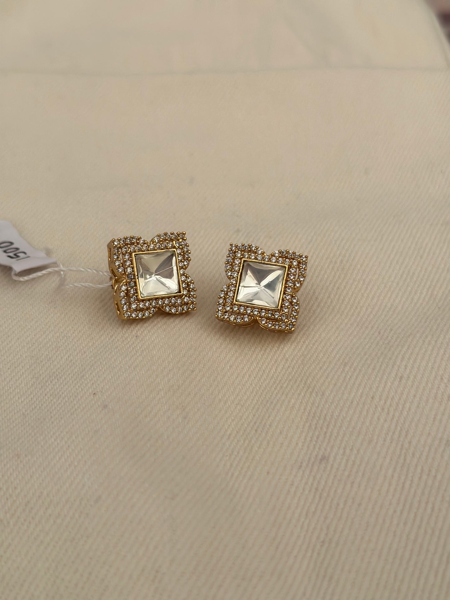 Kasak-Moissanite Polki Studs