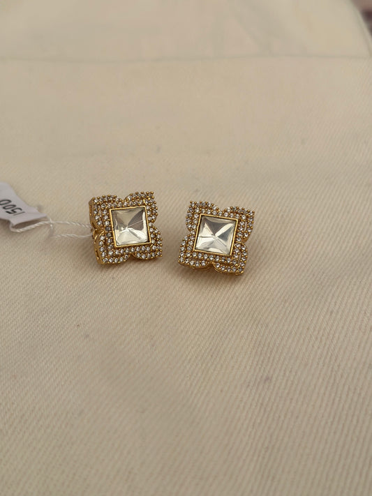 Kasak-Moissanite Polki Studs