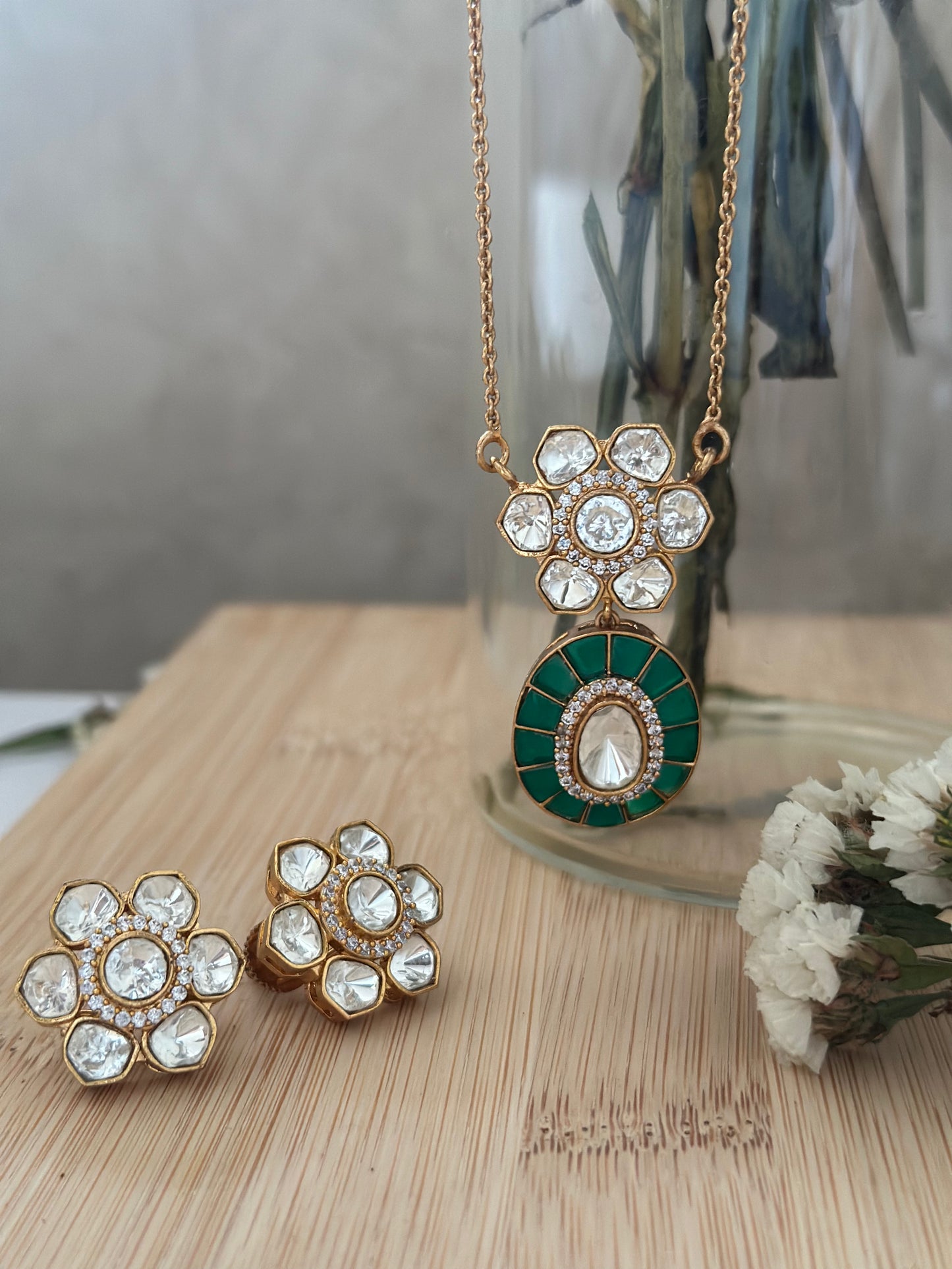 Floret-Moissanite Polki Set