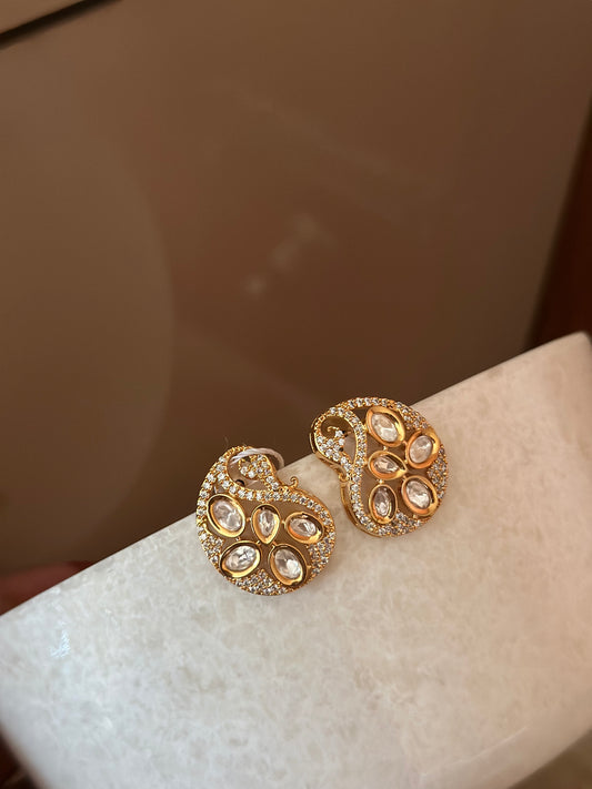 Mayoor Moissanite Polki Studs