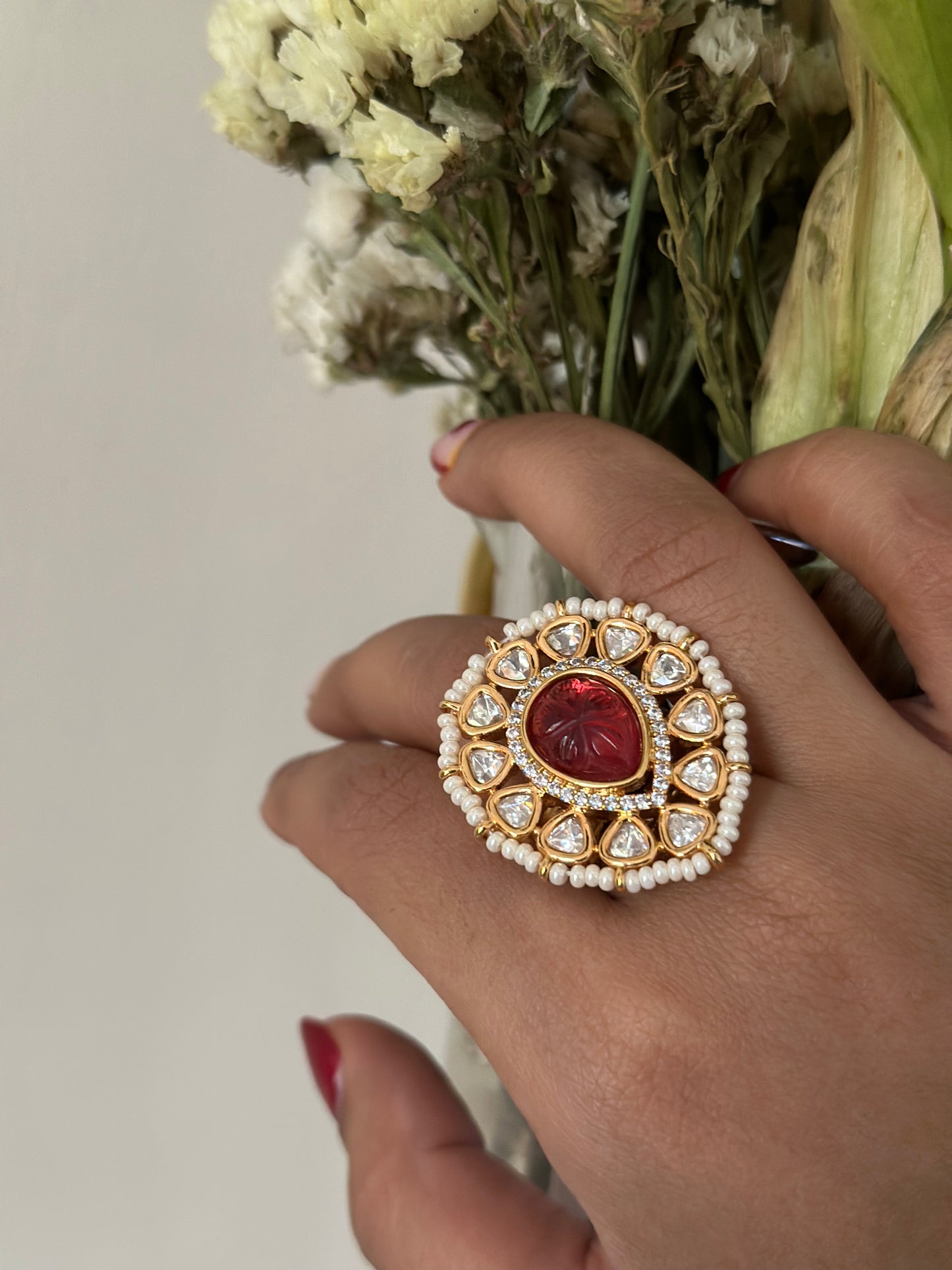 Siya-Moissanite Polki Ring