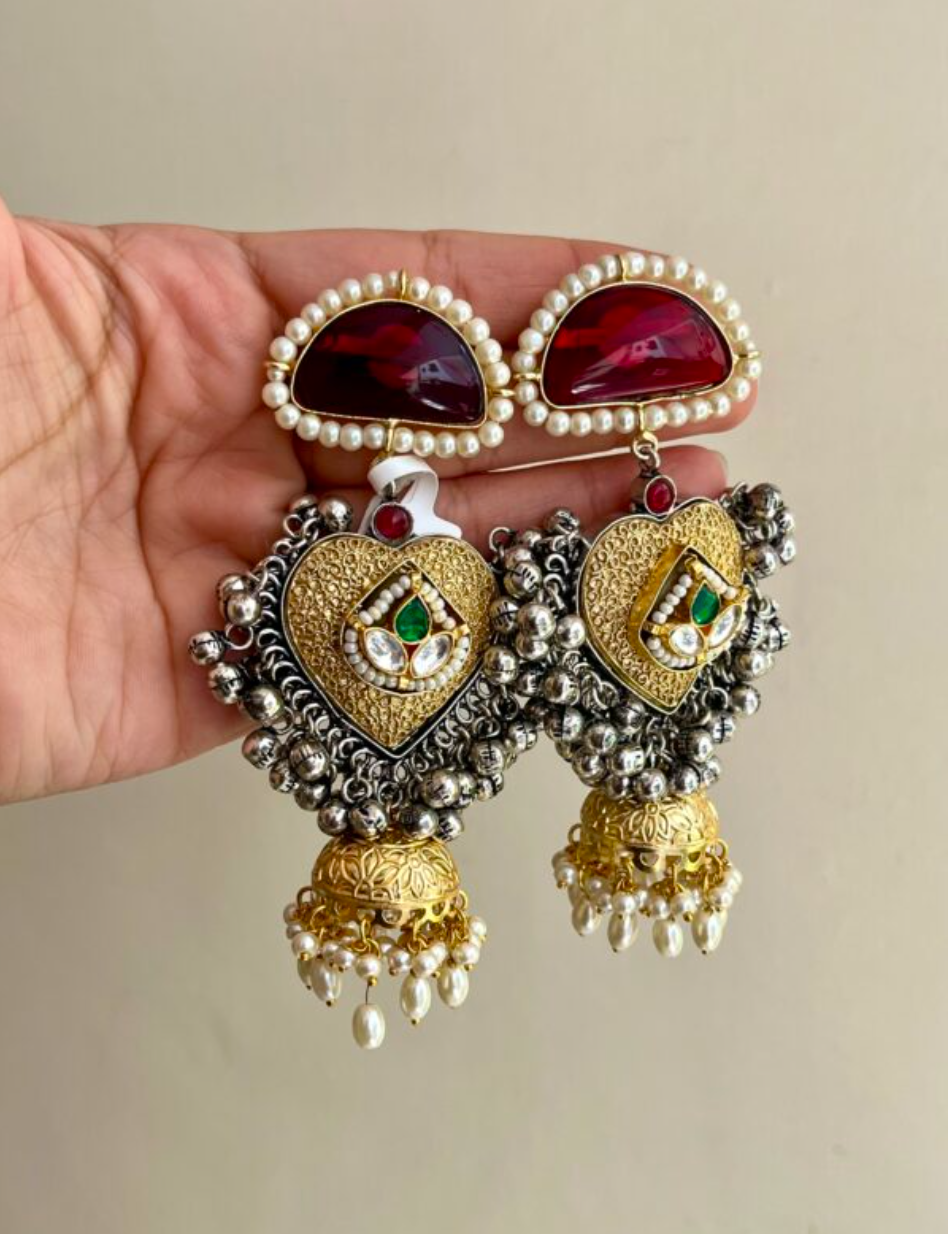 Mallika German Silver Earrings