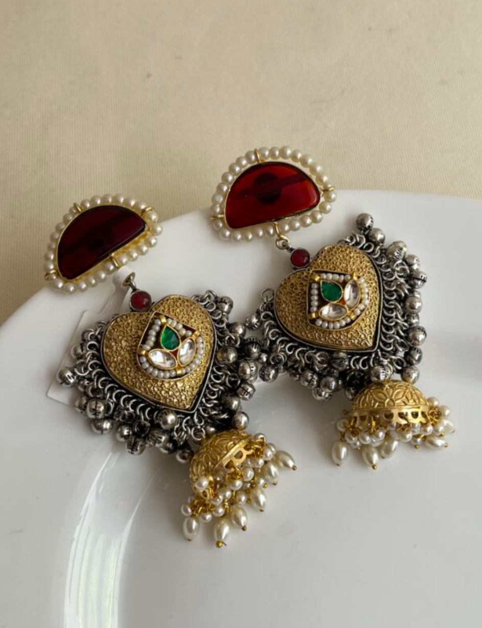 Mallika German Silver Earrings