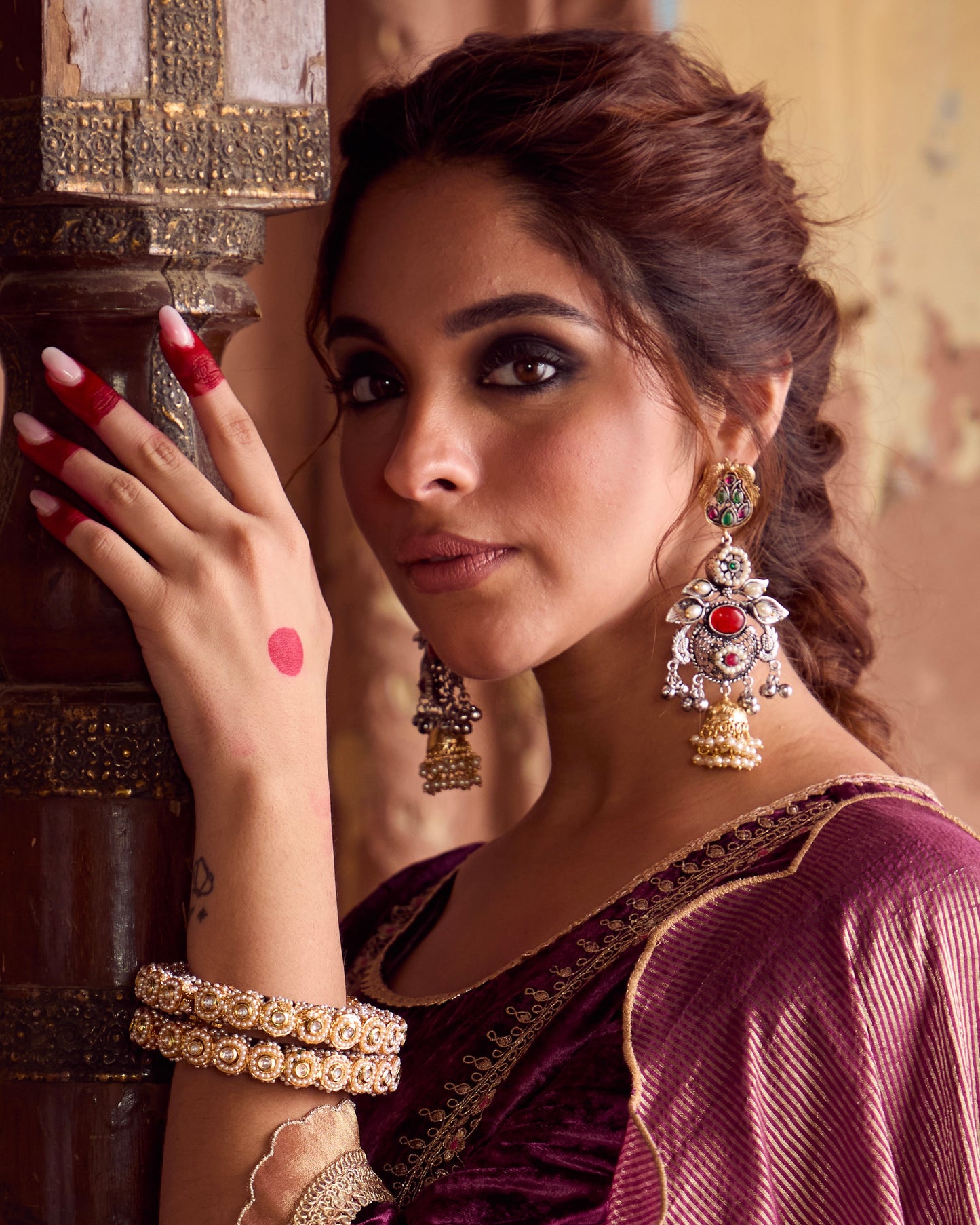 Alamzeb German Silver Earrings